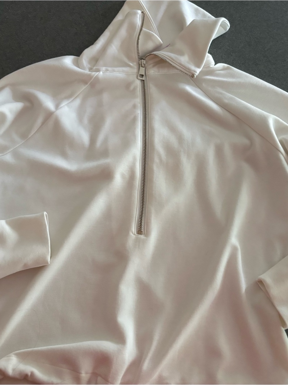 White House/Black Market 3/4 Zip Pullover White with drawstring Size small